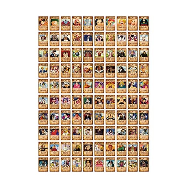 ZPPLD One Piece Affiche Wanted 100 pcs,Manga Poster,Shanks Sanji Ruffy Poster,Kit de Collage Mural,Anime Images,One Piece Car