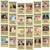 LGQHCE 24 Pièces One Piece Wanted Posters Anime Set Manga Affiche Aesthetic Papier Peint Manga Autocollant Anime Deco Tableau