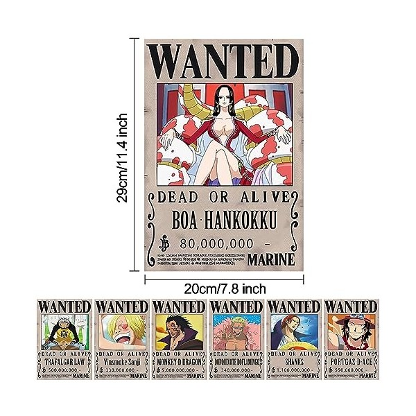 FISAPBXC Gift One Piece Bounty Wanted Poster dart, Poster Anime, Manga Poster Vintage Papier Kraft pour Chambre à Coucher et