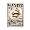 NANXIANG One Piece Wanted Luffy Décoration murale sur toile Poster Décoration de chambre 20 x 30 cm