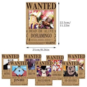 IOSCDH Lot de 22 Posters One Piece Wanted, Anime Poster, Affiche One Piece Wanted, Poster Vintage Papier Kraft, Décoration de