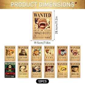 Lot de 12 Anime Poster,Posters Wanted 28.5x19 cm,Poster manga,Affiche Anime,Affiche Anime vintage,New Bounty Wanted Edition,p