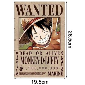 LGQHCE Poster Vintage Papier Kraft, Anime Poster Affiche One Piece Wanted Poster Manga, Poster Anime