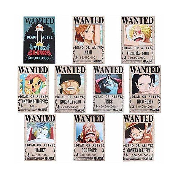 One Piece Wanted Poster Anime Poster Japonais Poster One Piece Wanted Poster Luffy/Ace Set Cadeau pour les fans