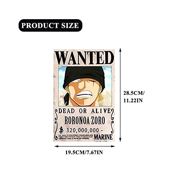 QWEPU 24 Pièces O-ne Bounty Voulait Poster,Poster Anime,O-ne Wanted Posters, Décoratif Pour Les Murs, Les Portes Et Les Fenêt