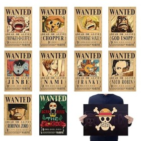 OBLRXM 10 Pièces Anime Poster, One Piece Wanted Posters, Poster Manga Poster Vintage Papier Kraft, Décoration de Chambre, pou