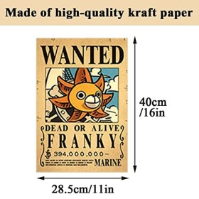 OBLRXM 10 Pièces Anime Poster, One Piece Wanted Posters, Poster Manga Poster Vintage Papier Kraft, Décoration de Chambre, pou