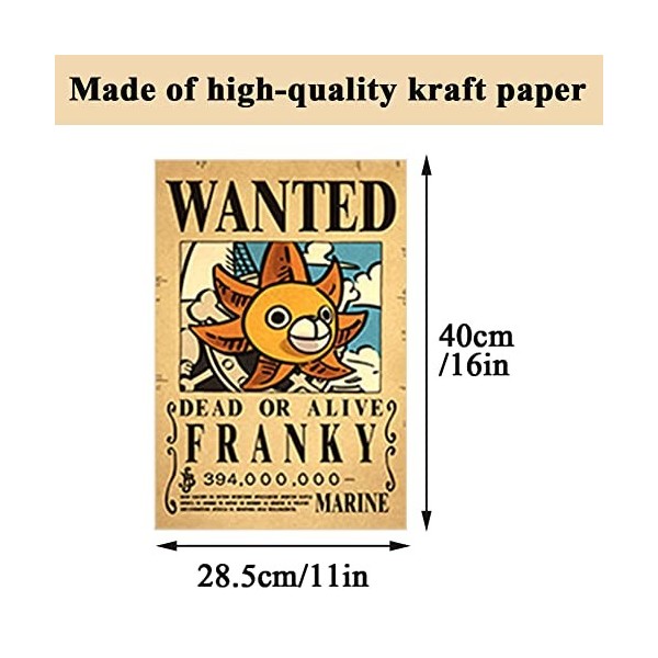 OBLRXM 10 Pièces Anime Poster, One Piece Wanted Posters, Poster Manga Poster Vintage Papier Kraft, Décoration de Chambre, pou
