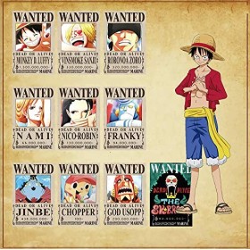 Tbrand – Lot de 10 affiches de One Piece « Wanted » avec lÉquipage du Chapeau de Paille, Luffy, Chopper, Zoro, Nami, Usopp, 