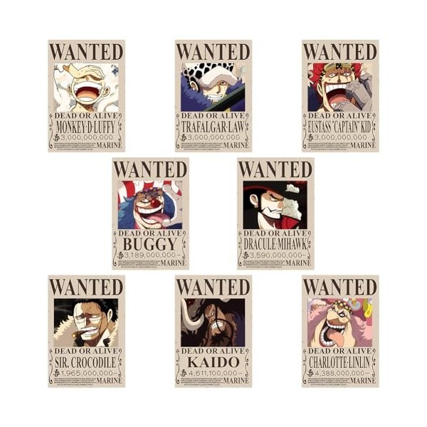 O-ne Piece Posters Wanted, Anime Poster, Poster O-ne Piece Wanted, Vintage Affiche Luffy Poster, Anime Décoration dIntérieur