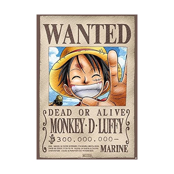 Close Up Poster dune Piece Wanted Monkey D. Luffy 68cm x 98cm 