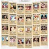 tshy 24 Pcs One Piece Posters Wanted Animé Affiche Recherché 24 Affiches 1,5 Milliard de récompense Manga Poster Vintage Papi