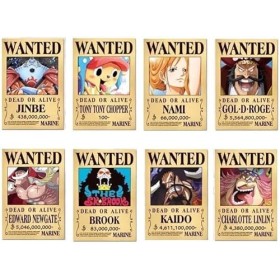 tshy 24 Pcs One Piece Posters Wanted Animé Affiche Recherché 24 Affiches 1,5 Milliard de récompense Manga Poster Vintage Papi