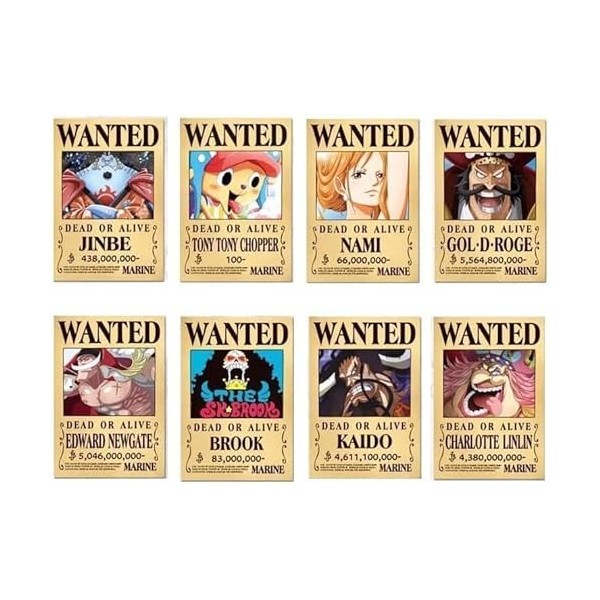 tshy 24 Pcs One Piece Posters Wanted Animé Affiche Recherché 24 Affiches 1,5 Milliard de récompense Manga Poster Vintage Papi