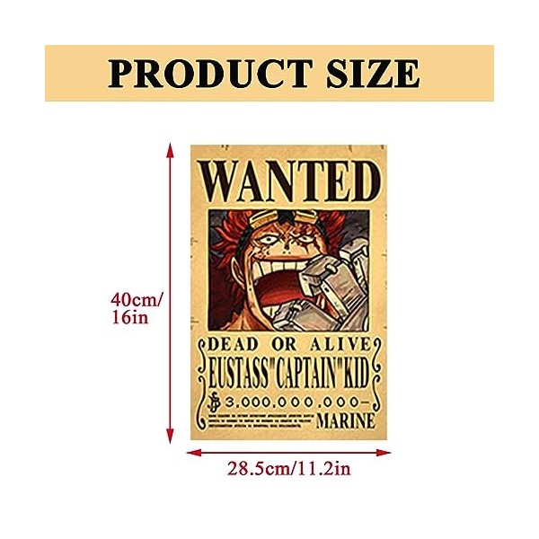 OBLRXM 12 Pièces Anime Poster, One Piece Wanted Posters, Poster Manga Poster Vintage Papier Kraft, Décoration de Chambre, pou