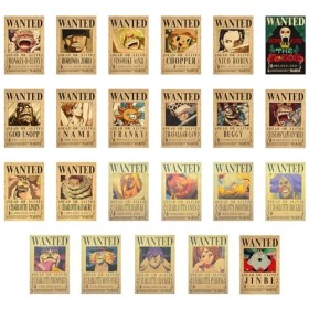 CBOSNF 23 One Piece Wanted Poster,One Piece Affiche Anime Poster Vintage Affiche Luffy Poster Anime Décoration dIntérieur Dé