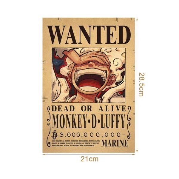 CBOSNF 23 One Piece Wanted Poster,One Piece Affiche Anime Poster Vintage Affiche Luffy Poster Anime Décoration dIntérieur Dé