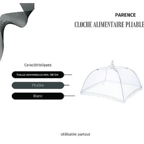 PARENCE - Cloche alimentaire pliable - Anti mouche - Moustiquaire de table pour aliments - Couvercle nourriture - Taille Univ
