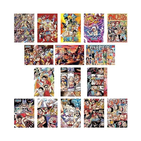 IOSCDH Poster 16pcs One Piece Wanted Poster Anime Poster décoration dintérieur Anime Vintage Affiche Décoration Anime Fond d