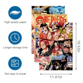IOSCDH Poster 16pcs One Piece Wanted Poster Anime Poster décoration dintérieur Anime Vintage Affiche Décoration Anime Fond d