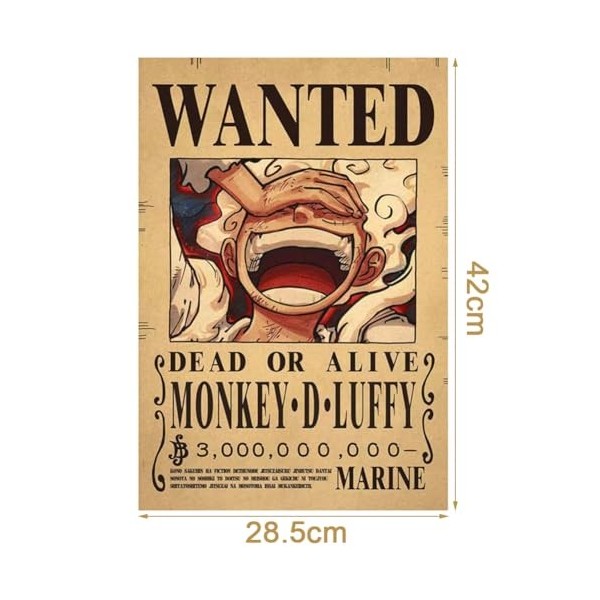 One Piece Wanted Poster CBOSNF 22 One Piece Affiche Anime Poster Vintage Affiche Anime Décoration dIntérieur Luffy Poster Dé