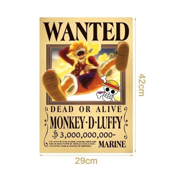 One Piece Posters Wanted, Anime Poster, One Piece Wanted Vintage Affiche Luffy Poster, Anime Décoration dIntérieur, Décorati