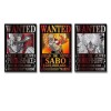 Poster One Piece Wanted Luffy Ace Sabo - Impression sur toile - 20 x 30 cm