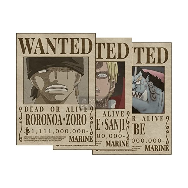 One Piece Anime Supernova Trio 3 en 1 [Black Style] Wanted Posters, Monkey D. Luffy Trafalgar Law Eustass Captain Kid | Lot d