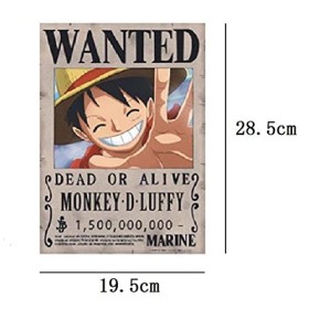 Lot de 10 posters One Piece Wanted - Pour mur et porte - 28,5 x 19,5 cm