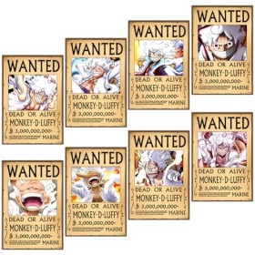 IOSCDH Lot de 8 posters One-Piece Wanted, Anime Poster, Affiche One-Piece Wanted, Poster Vintage Papier Kraft, Décoration de 