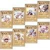 IOSCDH Lot de 8 posters One-Piece Wanted, Anime Poster, Affiche One-Piece Wanted, Poster Vintage Papier Kraft, Décoration de 