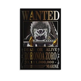 Poster de lanime One Piece Wanted Zoro - Impression sur toile - 30 x 45 cm