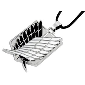 Hanessa Colier en simili cuir / Manga Attack on Titan ! Pendentif en forme dailes bleu blanc, cadeau de Saint-Valentin pour 