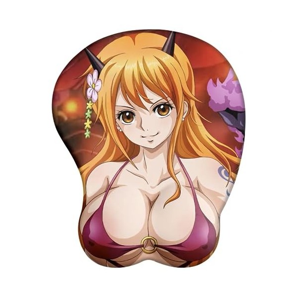 One Piece NaMi 3D Tapis de Souris de Gaming | Tapis de Souris 3D Sexy sur la Poitrine en Silicone | en Silicone avec Repose-P