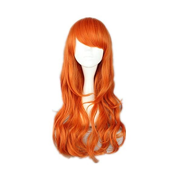 COSPLAZA Perruque longue ondulée orangé Anime Cosplay Wigs Lovely ONE PIECE Nami Cheveux COSPLAY WIG