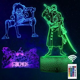 QQAAMZ One Piece Luffy Veilleuse 3d Illusion Led Tactil Maison Enfant De Decoration Chambre Sanji Nami Lampe De Table Gadgets