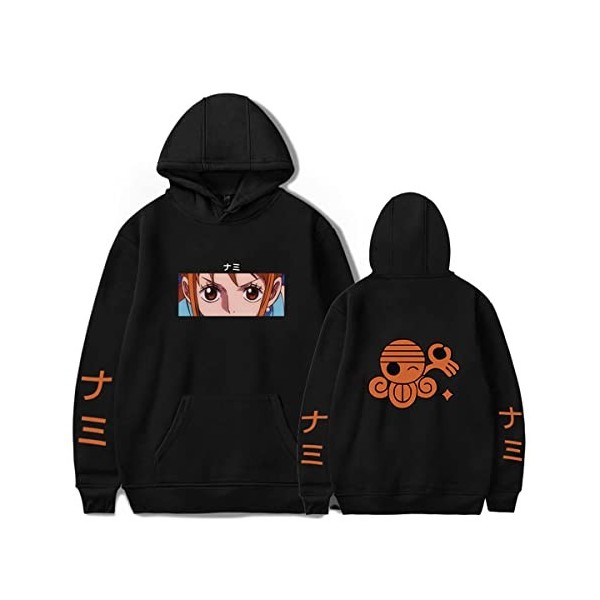 Sybnwnwm Sweat à capuche One Piece Nami Cosplay avec poches pour homme et femme, blanc, M