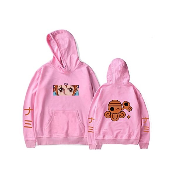 Sybnwnwm Sweat à capuche One Piece Nami Cosplay avec poches pour homme et femme, blanc, M