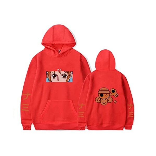 Sybnwnwm Sweat à capuche One Piece Nami Cosplay avec poches pour homme et femme, blanc, M