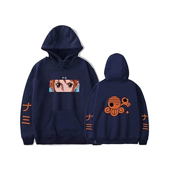 Sybnwnwm Sweat à capuche One Piece Nami Cosplay avec poches pour homme et femme, blanc, M