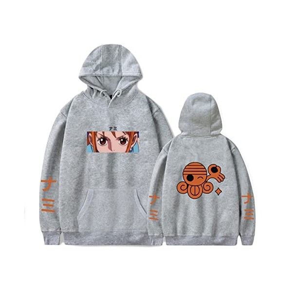 Sybnwnwm Sweat à capuche One Piece Nami Cosplay avec poches pour homme et femme, blanc, M