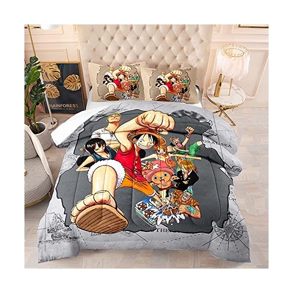 CHAOSE-FRB One Piece Nami Hancock Set 3 Pièces Housse De Couette Double 135x200cm + 2 Taies doreiller 50x75cm, Housse De Cou