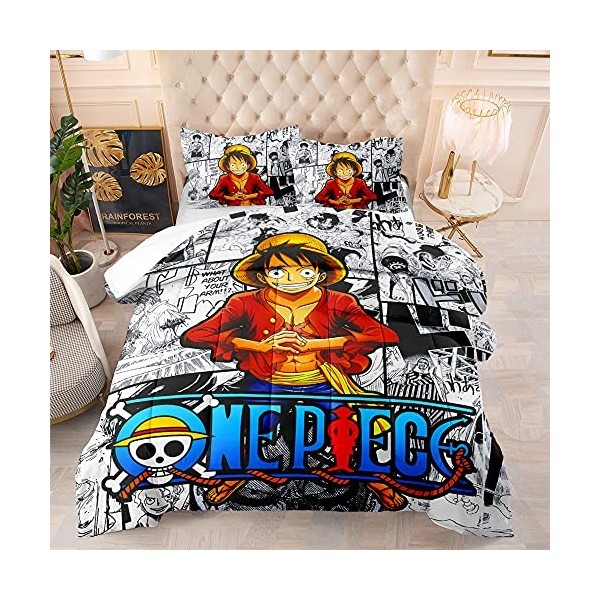 CHAOSE-FRB One Piece Nami Hancock Set 3 Pièces Housse De Couette Double 135x200cm + 2 Taies doreiller 50x75cm, Housse De Cou