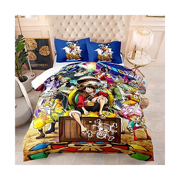 CHAOSE-FRB One Piece Nami Hancock Set 3 Pièces Housse De Couette Double 135x200cm + 2 Taies doreiller 50x75cm, Housse De Cou