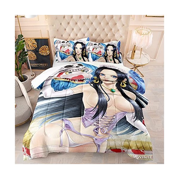CHAOSE-FRB One Piece Nami Hancock Set 3 Pièces Housse De Couette Double 135x200cm + 2 Taies doreiller 50x75cm, Housse De Cou