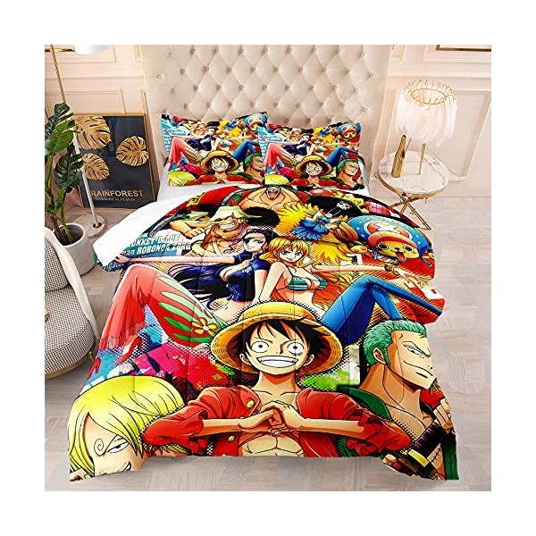 CHAOSE-FRB One Piece Nami Hancock Set 3 Pièces Housse De Couette Double 135x200cm + 2 Taies doreiller 50x75cm, Housse De Cou