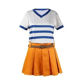 Mowseper Nami Costume pour femme Nami Cosplay Haut rayé Plissé Jupe École Uniforme Tenues Anime Halloween Carnaval Party Cost