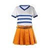 Mowseper Nami Costume pour femme Nami Cosplay Haut rayé Plissé Jupe École Uniforme Tenues Anime Halloween Carnaval Party Cost