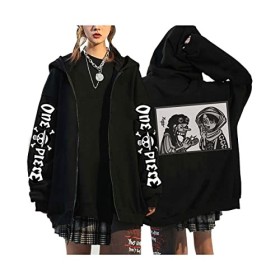 Sybnwnwm Anime One Piece Sweat à Capuche Luffy ACE Pull Zippé Nami Chopper Sweatshirt Cosplay HoodieTop Hommes Femmes