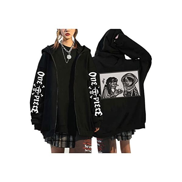 Sybnwnwm Anime One Piece Sweat à Capuche Luffy ACE Pull Zippé Nami Chopper Sweatshirt Cosplay HoodieTop Hommes Femmes